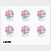Mermaid Party Paarse Classic Round Sticker (Vel)