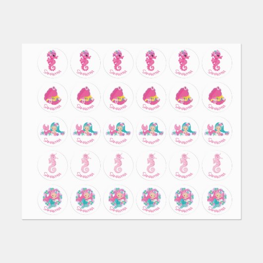 Mermaid Party Paarse labels (Vel)