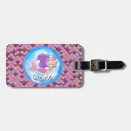 Mermaid Party Paarse Roze Schalen Bagagelabel