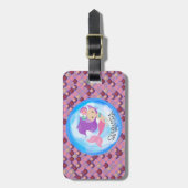 Mermaid Party Paarse Roze Schalen Bagagelabel (Voorkant verticaal)