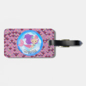 Mermaid Party Paarse Roze Schalen Bagagelabel (Achterkant horizontaal)