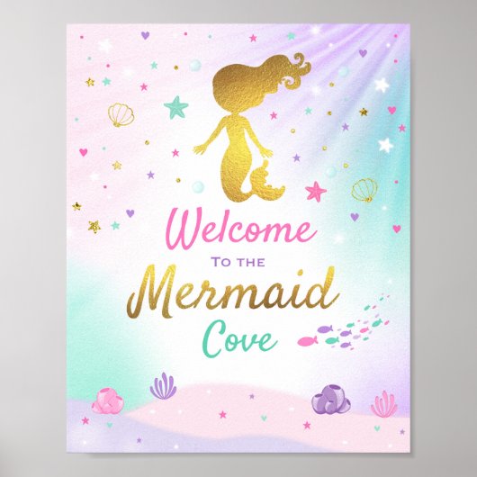 Mermaid Party Sign Welcome to Mermaid Cove Poster (Voorkant)