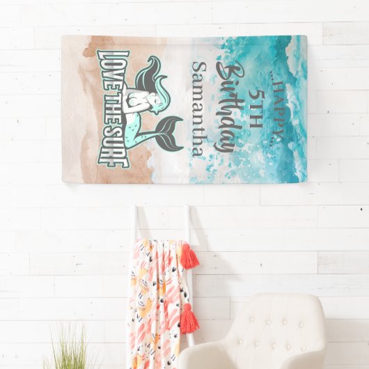 MERMAID PARTY Surf Blauw thema Banner (Insitu)
