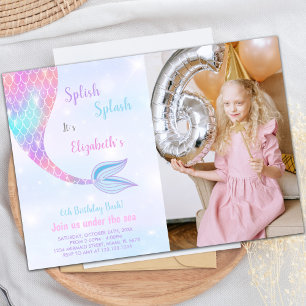  Mermaid Party-uitnodigingen voor kinderen Kaart