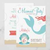 Mermaid Party  | Verzoeken van geboorte Kaart (Voorkant / Achterkant)