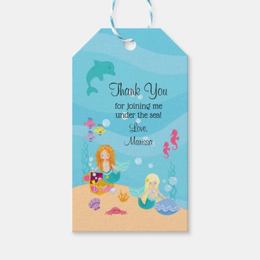 Mermaid Party voor Zee Dank u wel Cadeaulabel (Voorkant)