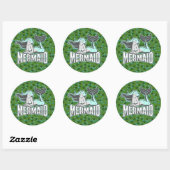 Mermaid Party Warrior Classic Round Sticker (Vel)