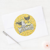 Mermaid Party Yellow Classic Round Sticker (Envelop)