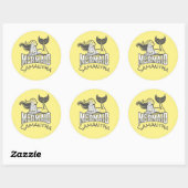 Mermaid Party Yellow Classic Round Sticker (Vel)
