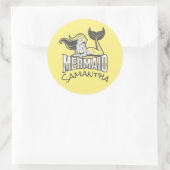Mermaid Party Yellow Classic Round Sticker (Tas)