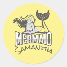 Mermaid Party Yellow Classic Round Sticker