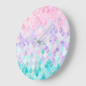 Mermaid Pastel Girls Bedroom Nursery Clock Grote Klok (Hoek)