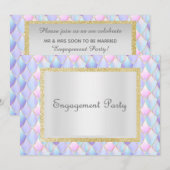 Mermaid pastel Glitter Elegant Verloving Kaart (Voorkant / Achterkant)