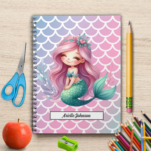 Mermaid patroon aangepaste naam notitieboek