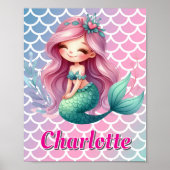 Mermaid patroon aangepaste naam poster (Voorkant)
