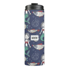 Mermaid Pattern aangepaste monogram tumbler Thermosbeker