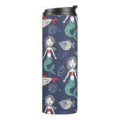 Mermaid Pattern aangepaste monogram tumbler Thermosbeker (Gedraaid links)