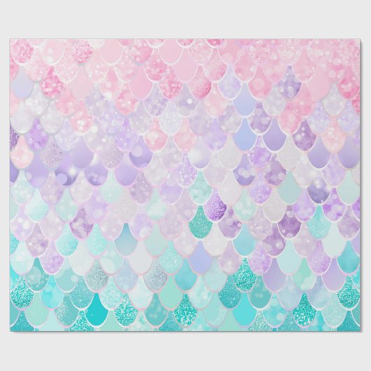 Mermaid Pattern Birthday Gift Wrapping Paper Cadeaupapier (Vlak)