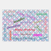 Mermaid Pattern Birthday Girly Custom Name Roze Inpakpapier Vel (Voorkant 2)