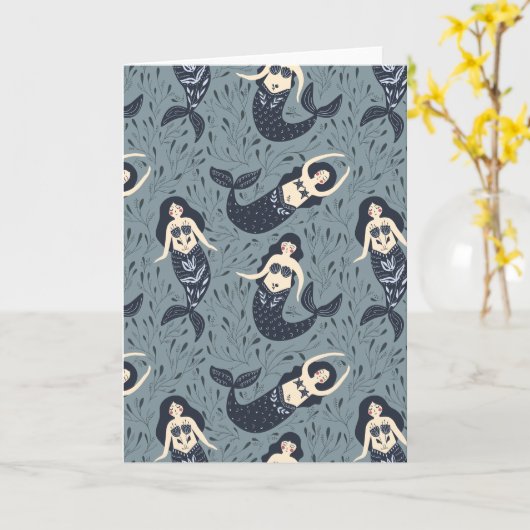 Mermaid Pattern | Blanco Kaart (Gele Bloem)