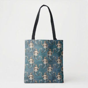 Mermaid Pattern Blue Tote Bag