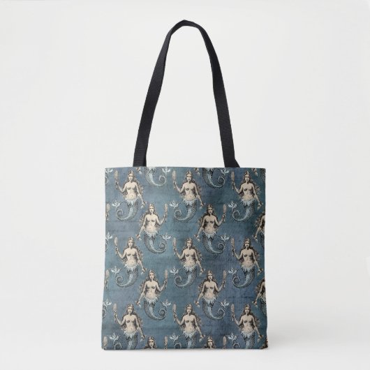 Mermaid Pattern Blue Tote Bag (Voorkant)