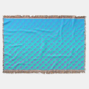 Mermaid Pattern in Aqua Blue en Paars Deken
