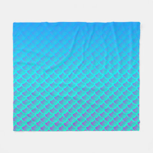 Mermaid Pattern in Aqua Blue en Paars Fleece Deken