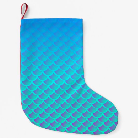 Mermaid Pattern in Aqua Blue en Paars Kleine Kerstsok (Voorkant)