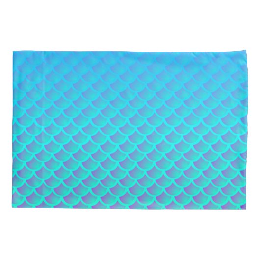 Mermaid Pattern in Aqua Blue en Paars Kussensloop (Achterkant)