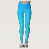 Mermaid Pattern in Aqua Blue en Paars Leggings (Voorkant)