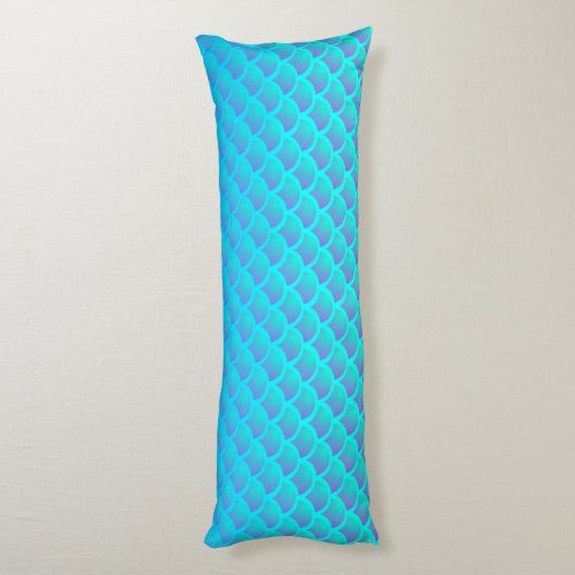 Mermaid Pattern in Aqua Blue en Paars Lichaamskussen (Achterkant (Verticaal))