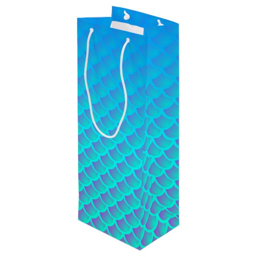 Mermaid Pattern in Aqua Blue en Paars Wijn Cadeautas (Achterkant Gekanteld)