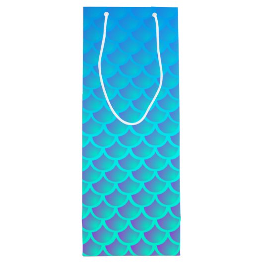 Mermaid Pattern in Aqua Blue en Paars Wijn Cadeautas (Achterkant)