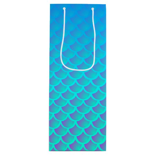 Mermaid Pattern in Aqua Blue en Paars Wijn Cadeautas (Voorkant)