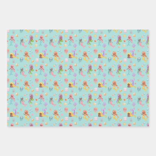 Mermaid Pattern Inpakpapier Vel (Voorkant 3)