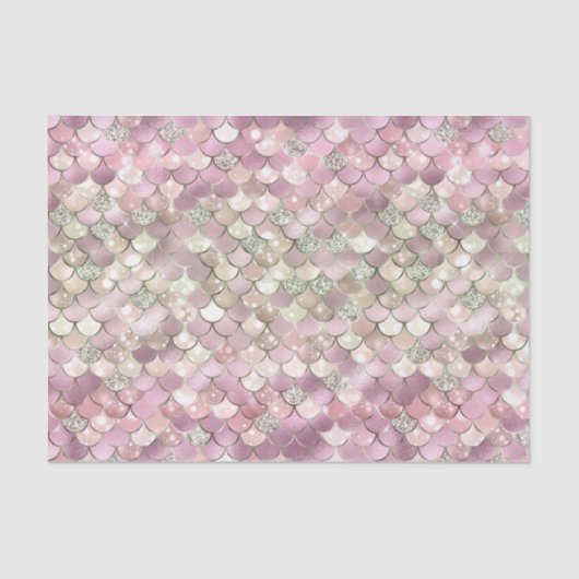Mermaid Pattern roze Silver Scales Elegant Art Tissuepapier (Voorkant)