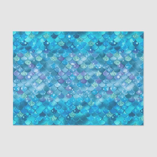 Mermaid Pattern Turquoise Blue Scales Design Art Tissuepapier (Voorkant)