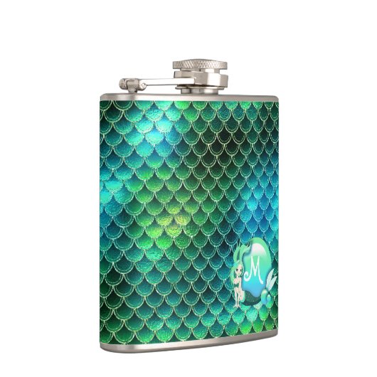 Mermaid Pearls en Scales Monogram Green ID600 Heupfles (Rechts)