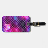 Mermaid Pearls en Scales Monogram Roze ID600 Bagagelabel (Voorkant horizontaal)
