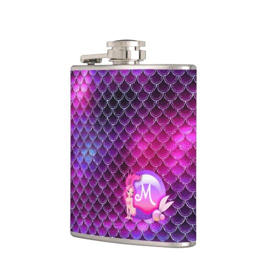 Mermaid Pearls en Scales Monogram Roze ID600 Heupfles (Links)