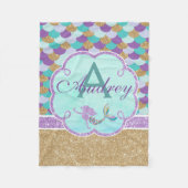 Mermaid Personalized Monogram Throw Blanket Fleece Deken (Voorkant)