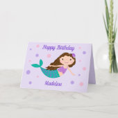 Mermaid Personated Name Paars Birthday Card Kaart (Voorkant)