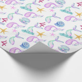 Mermaid Personated roze zee shell patroon Cadeaupapier (Hoek)