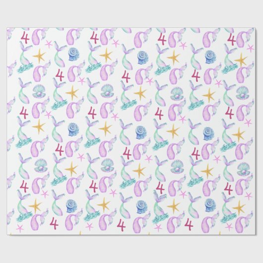 Mermaid Personated roze zee shell patroon Cadeaupapier (Vlak)