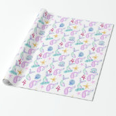 Mermaid Personated roze zee shell patroon Cadeaupapier (Uitgerold)