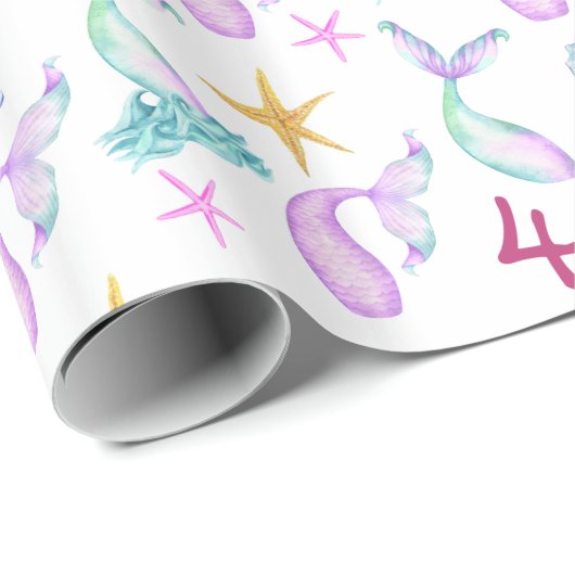 Mermaid Personated roze zee shell patroon Cadeaupapier (Rol Hoek)