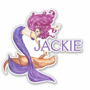 Mermaid Persoonlijke benaming Cute Paars Sticker