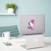 Mermaid Persoonlijke benaming Cute Paars Sticker (Laptop op bureau)