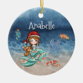 Mermaid Persoonlijke kerstfeestdag Keramisch Ornament (Voorkant)